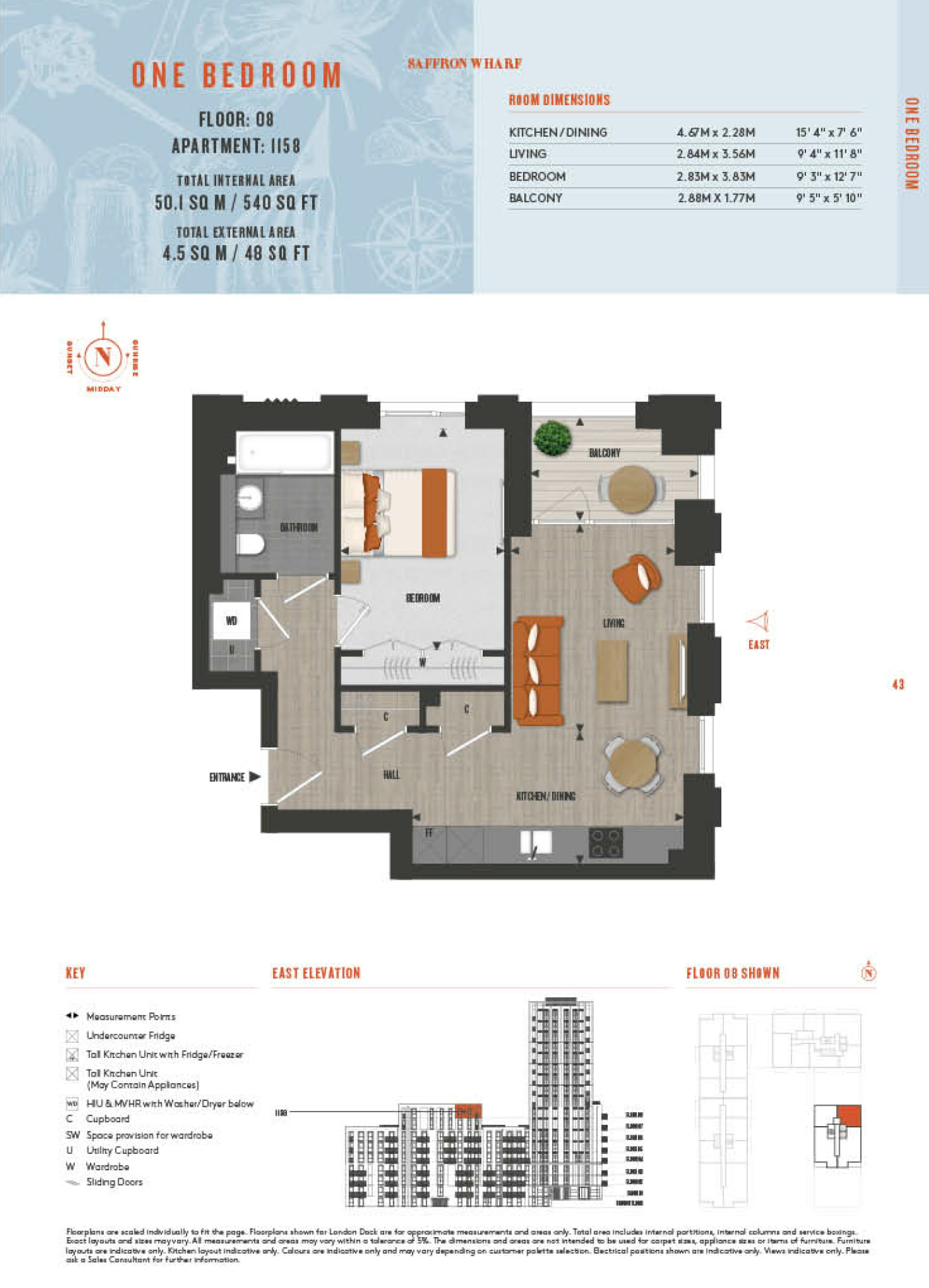 1 Bedroom Type 1158 Floor Plan