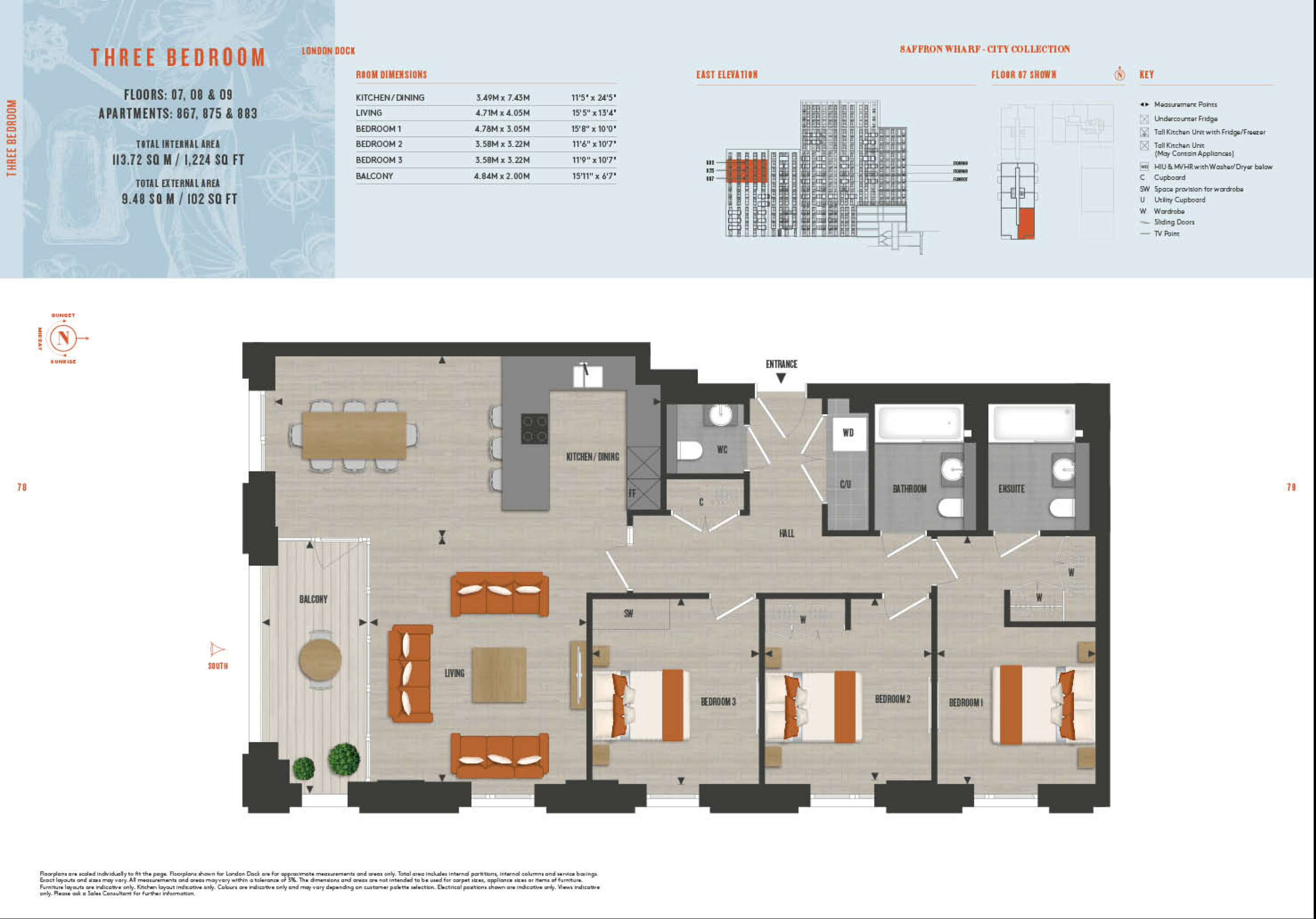 3 Bedroom Type 867 Floor Plan