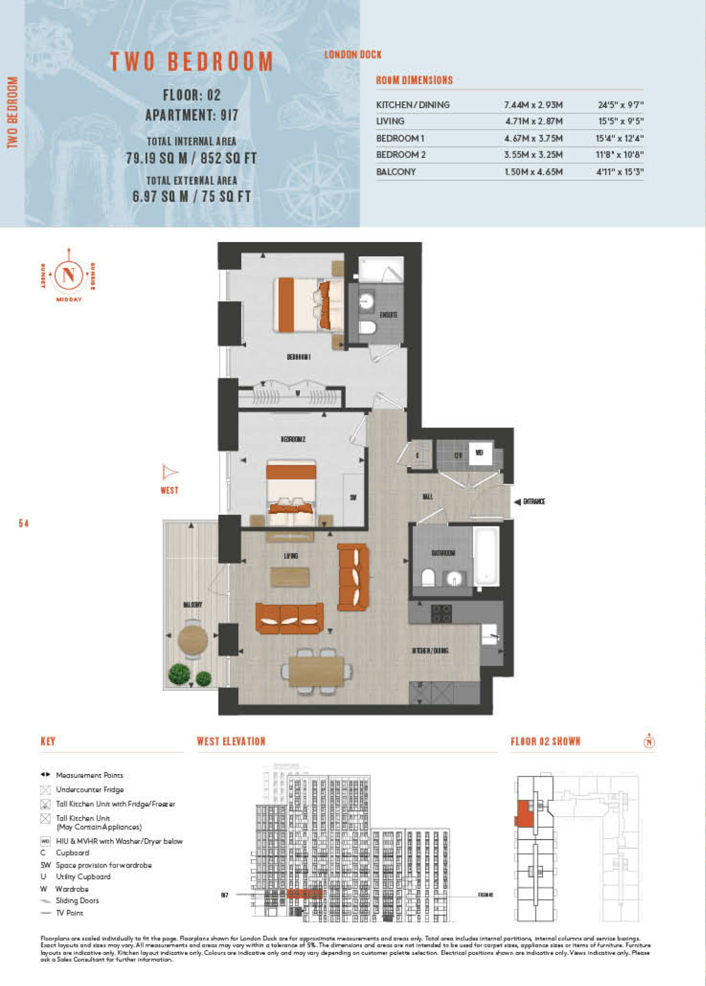2 Bedroom Type 917 Floor Plan