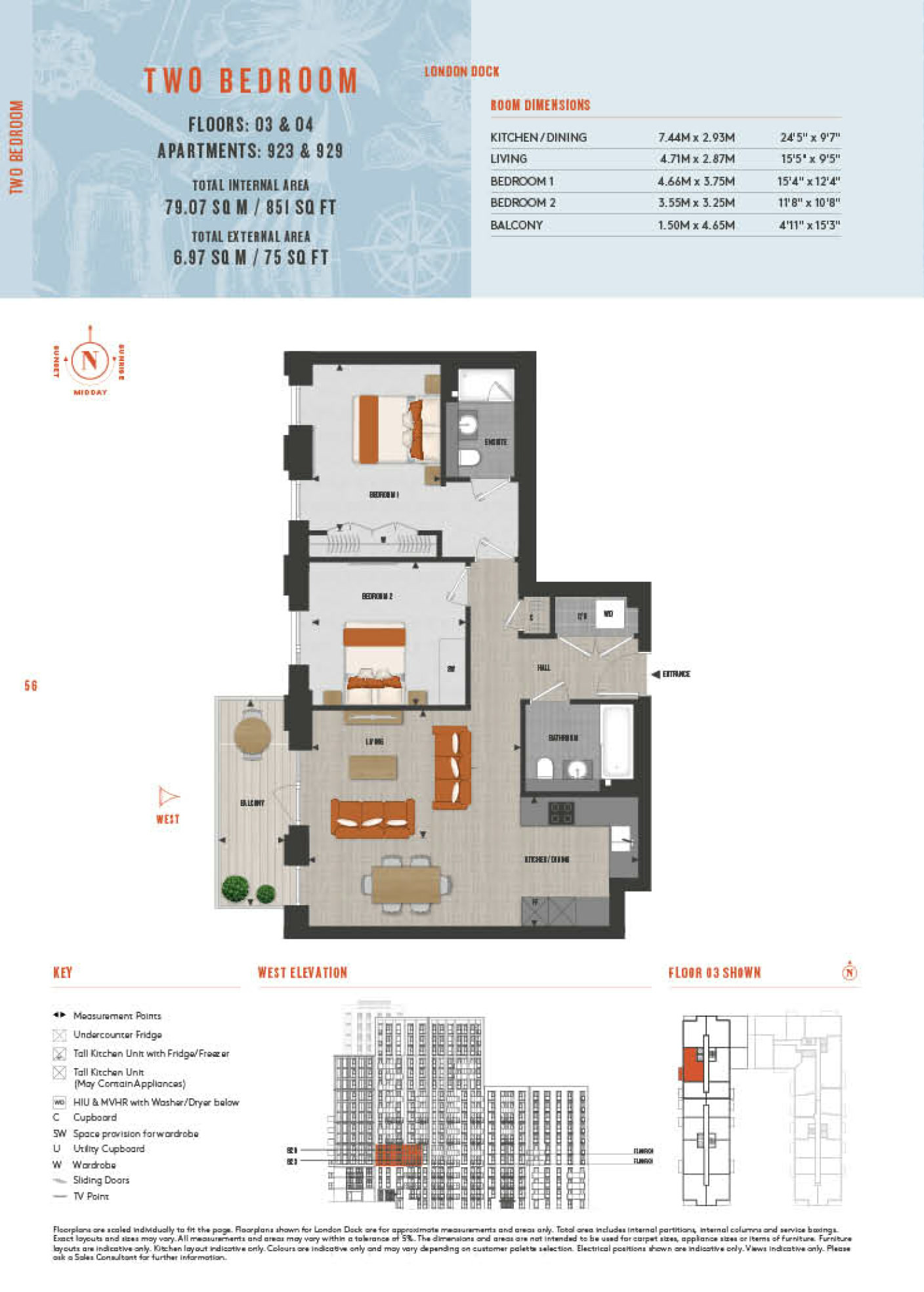 2 Bedroom Type 923 Floor Plan