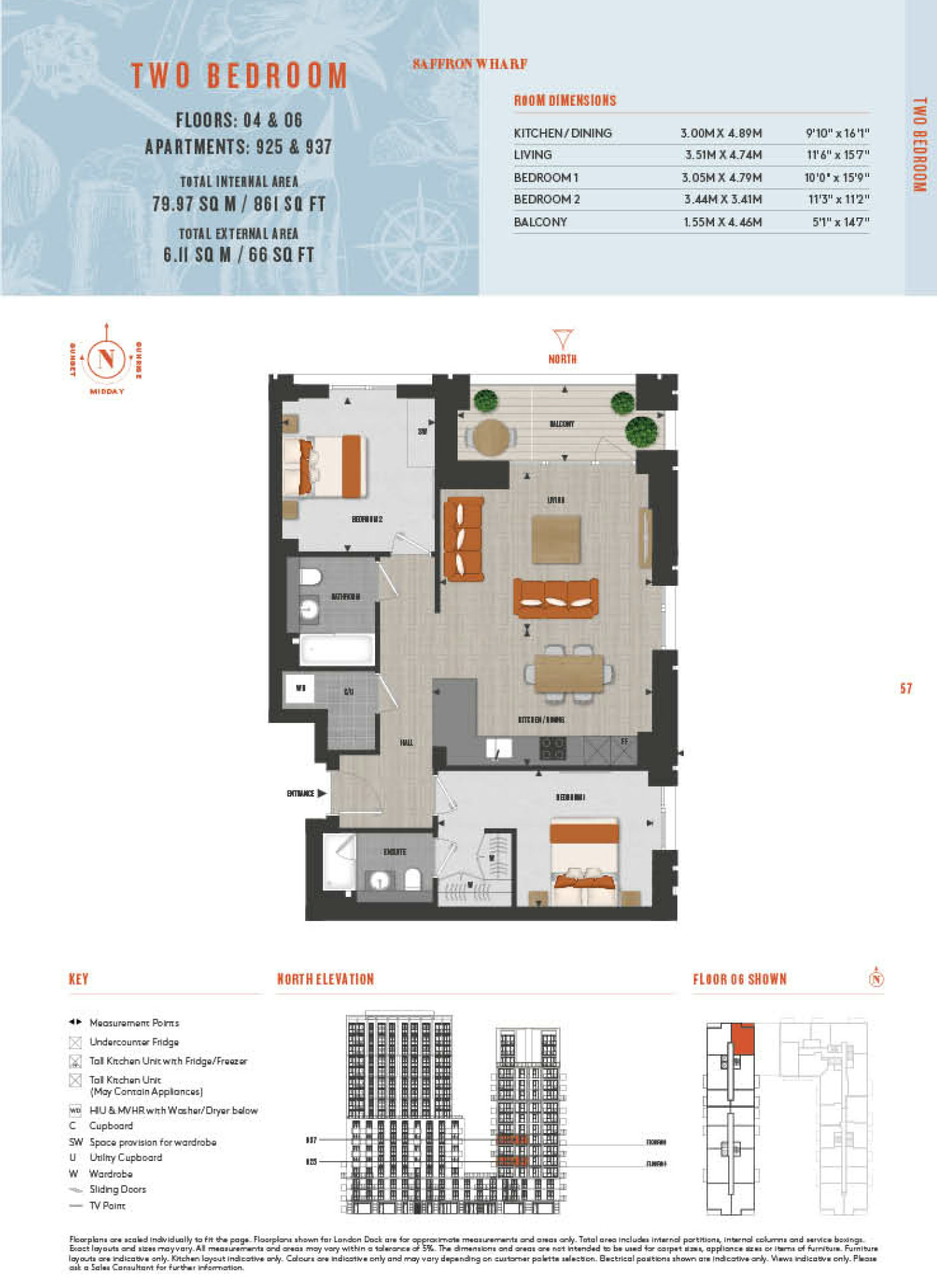 2 Bedroom Type 925 Floor Plan