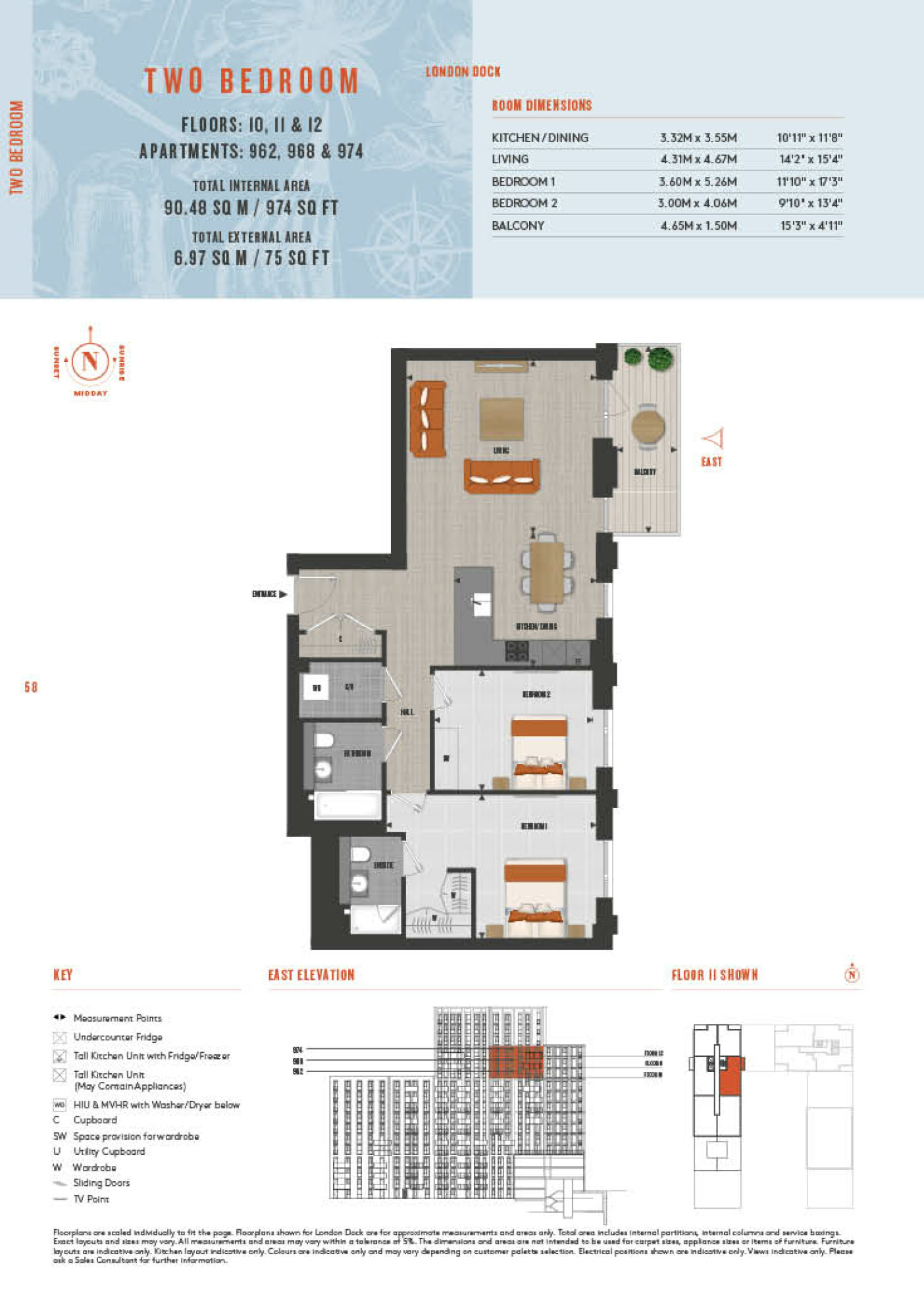 2 Bedroom Type 962 Floor Plan