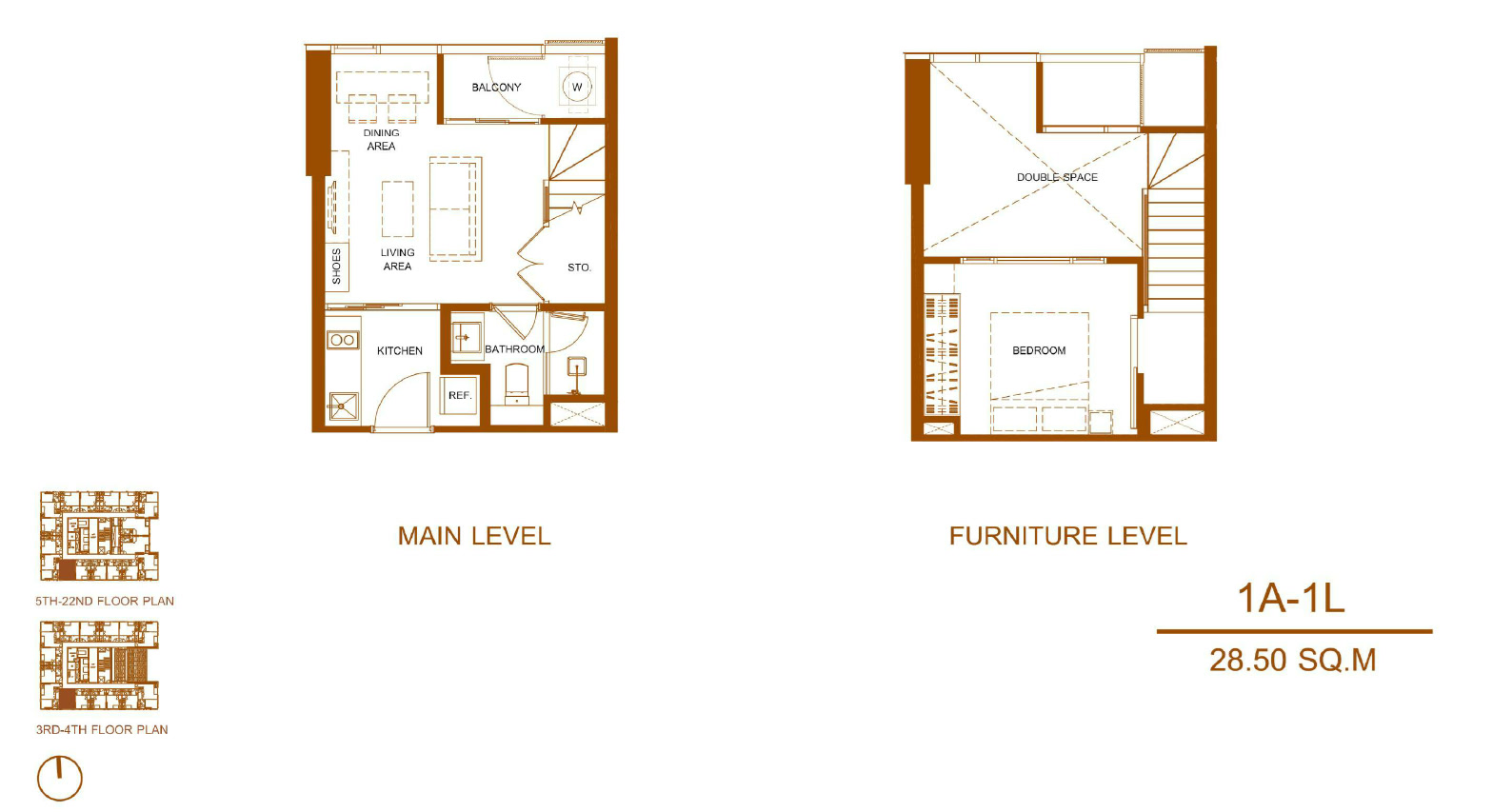 Shush Ratchathewi 1 Bed 1 Bath Type 1A 1L Floor Plan