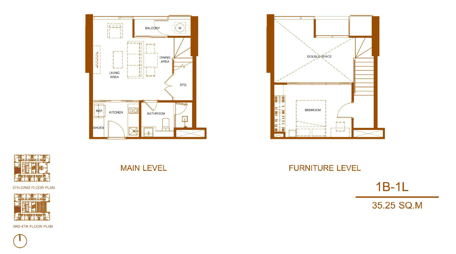 Shush Ratchathewi 1 Bed 1 Bath Type 1B 1L Floor Plan