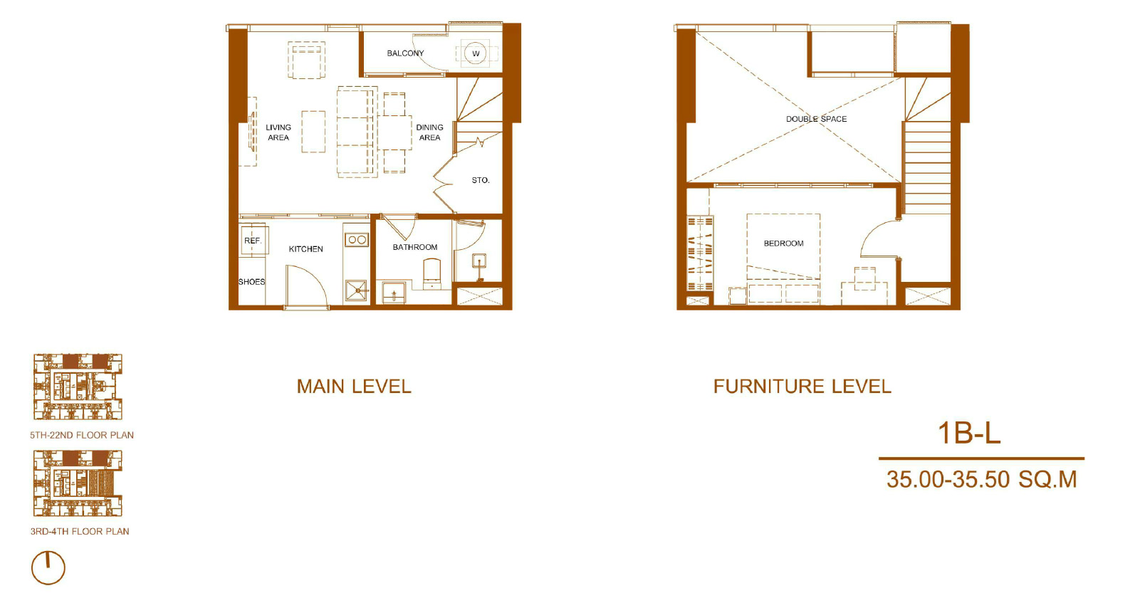 Shush Ratchathewi 1 Bed 1 Bath Type 1B L Floor Plan