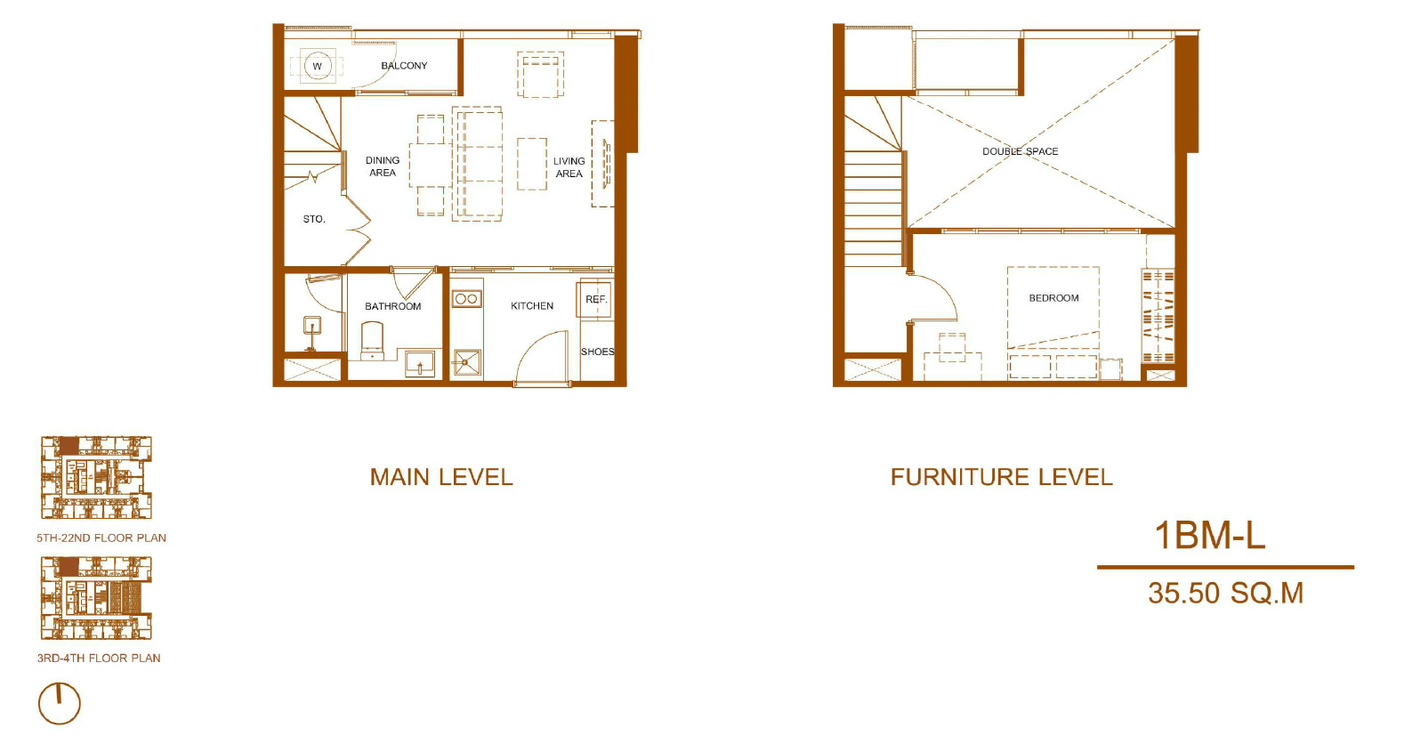 Shush Ratchathewi 1 Bed 1 Bath Type 1BM L Floor Plan