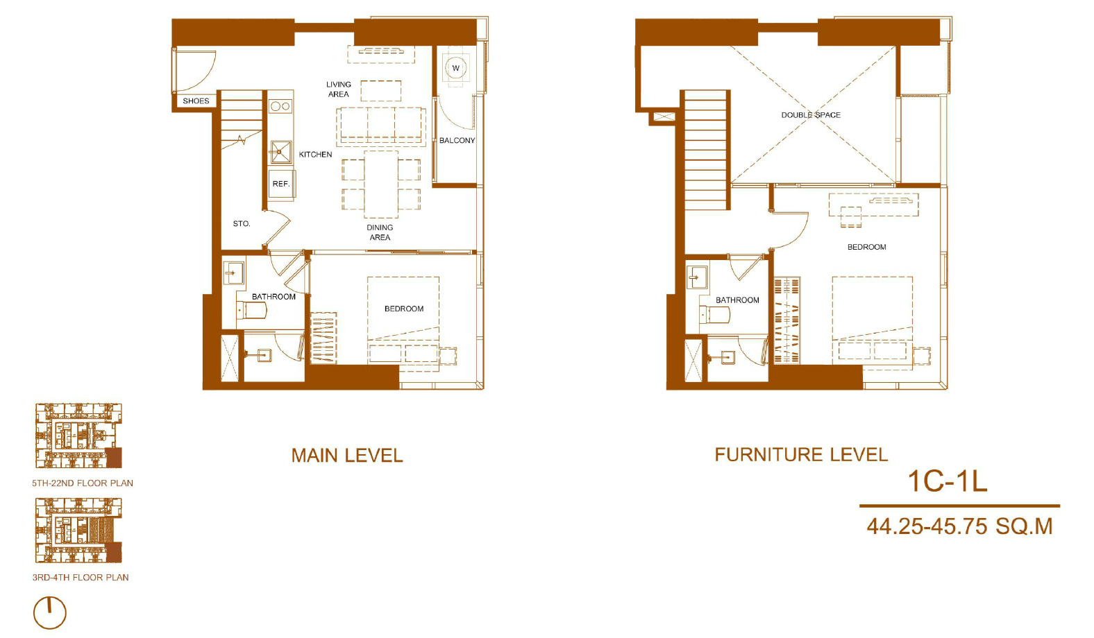 Shush Ratchathewi 2 Bed 2 Bath Type 1C 1L Floor Plan