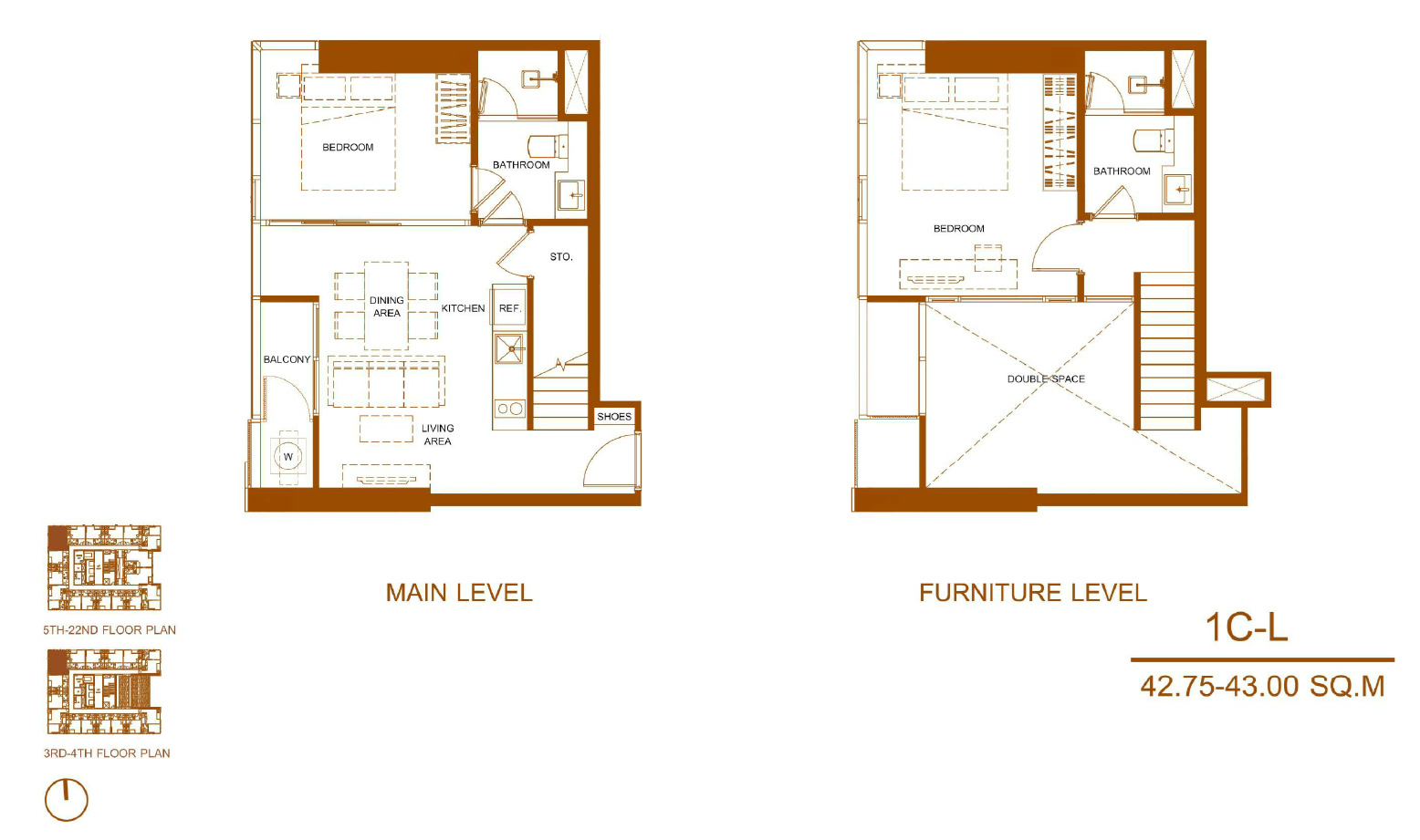 Shush Ratchathewi 2 Bed 2 Bath Type 1C L Floor Plan