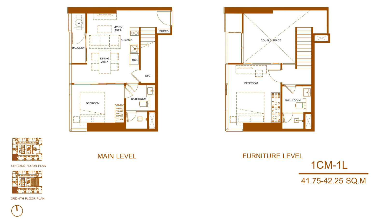 Shush Ratchathewi 2 Bed 2 Bath Type 1CM 1L Floor Plan