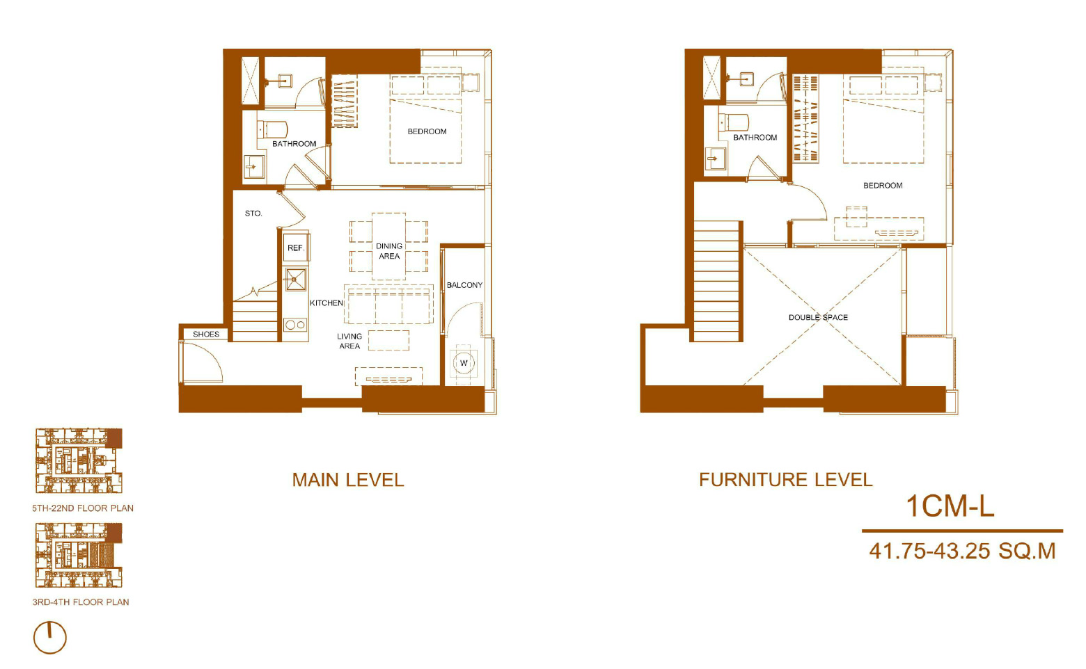 Shush Ratchathewi 2 Bed 2 Bath Type 1CM L Floor Plan