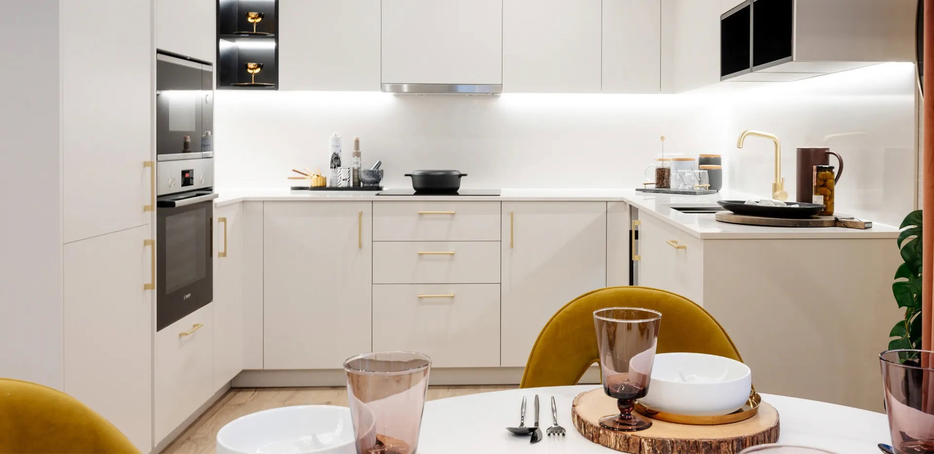 TwelveTrees Park modern white kitchen