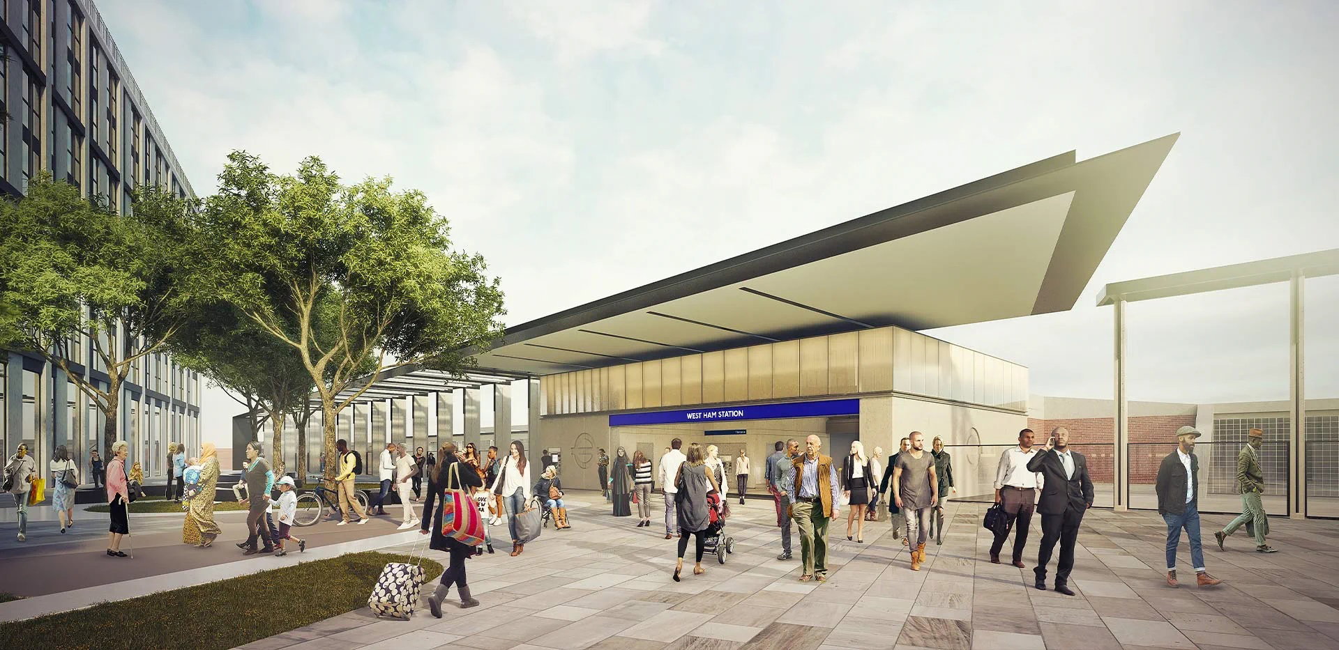 TwelveTrees Park West Ham Station Entrance.jpg