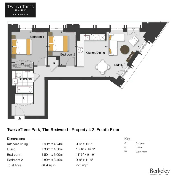 TwelveTrees Park 2 Bedroom Type 04-02 Floor Plan