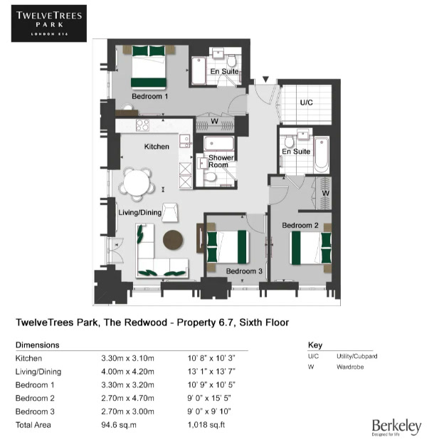 TwelveTrees Park 3 Bedroom Type 06-07 Floor Plan