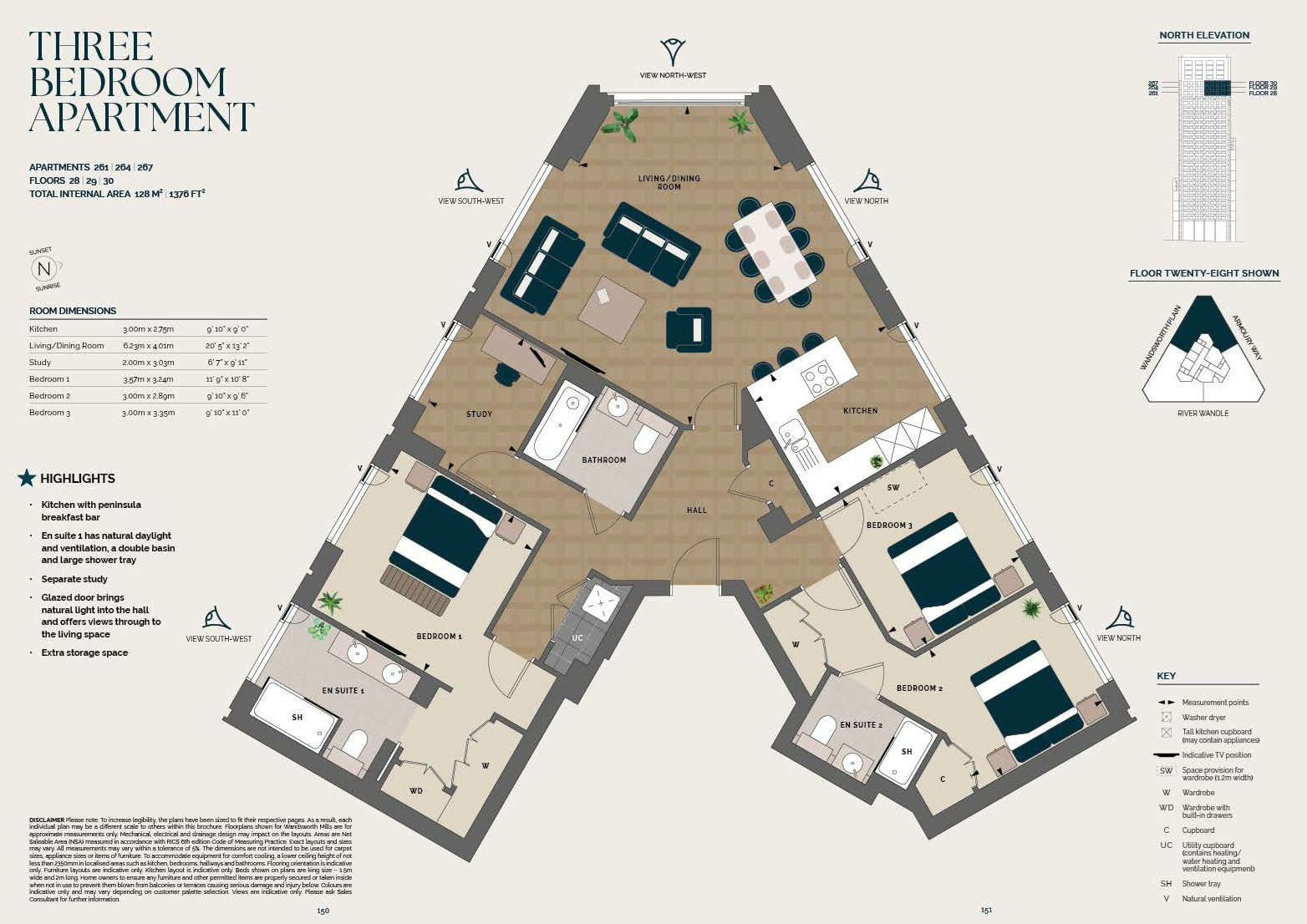 3 Bedroom Floor Plan 3BR-261
