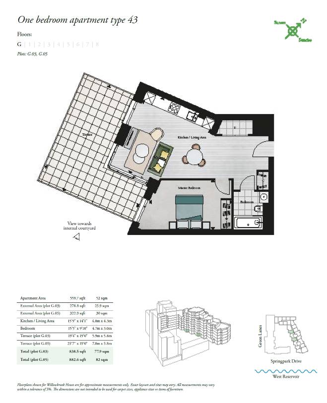 Woodberry Down 1 Bed Type G.03 Floor Plan