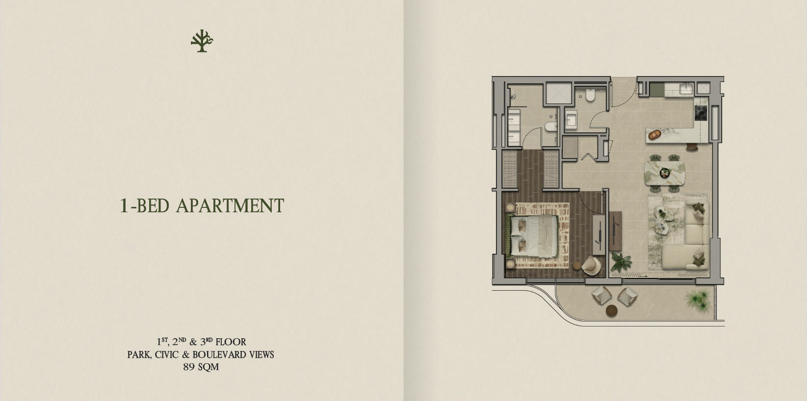 Yas Park Place – 1 Bed Type B Floor Plan