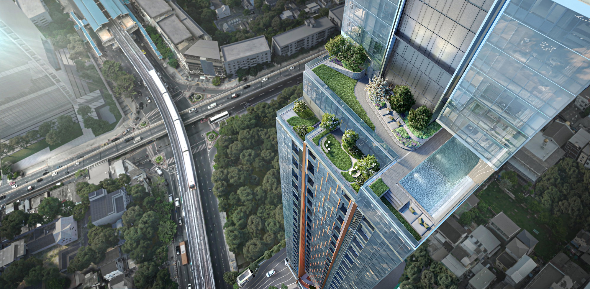 Shush Ratchathewi rooftop garden aerial view